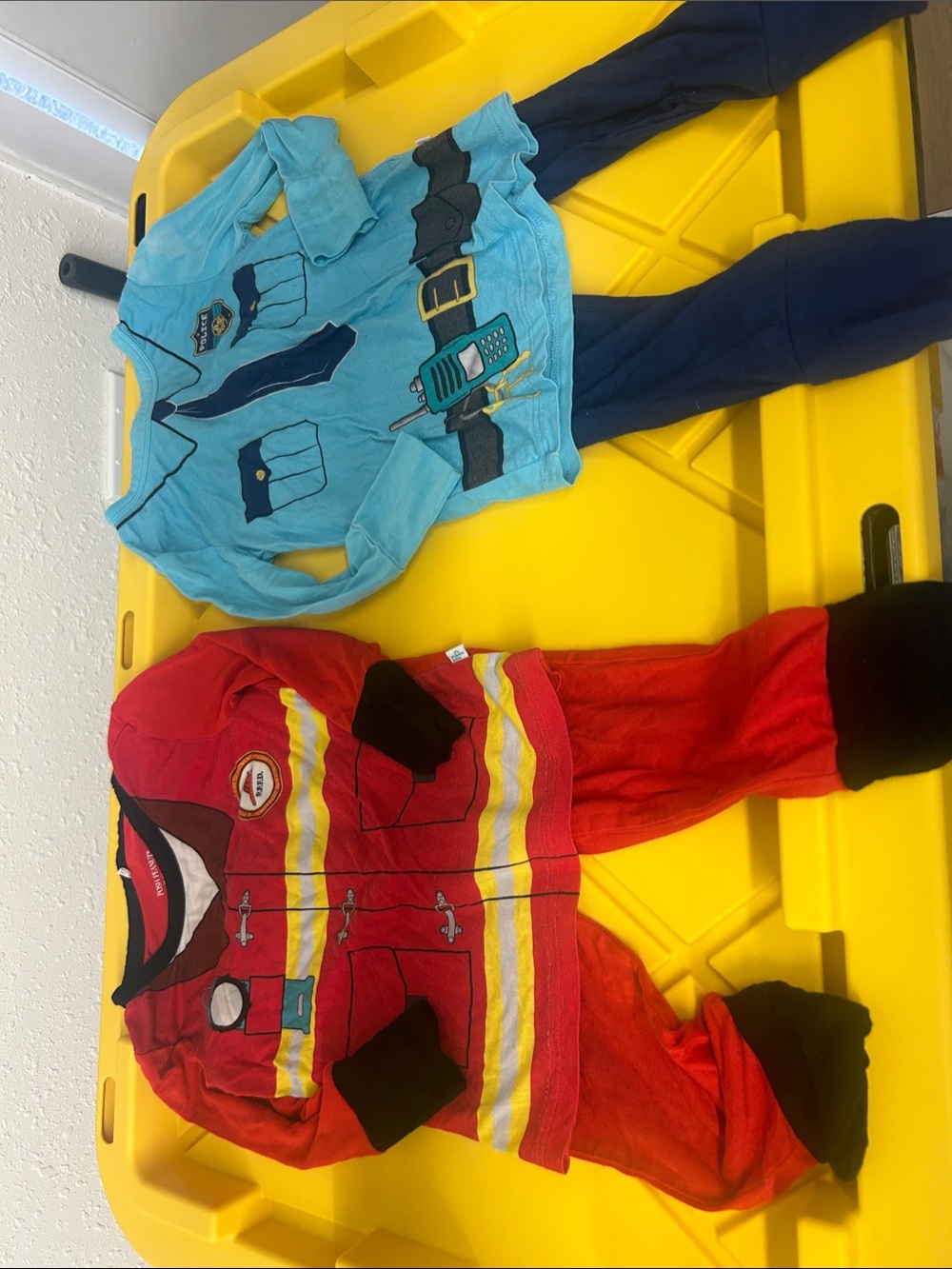 Posh Peanut Light Blue Police and Red Firefighter Kids Pajama Set